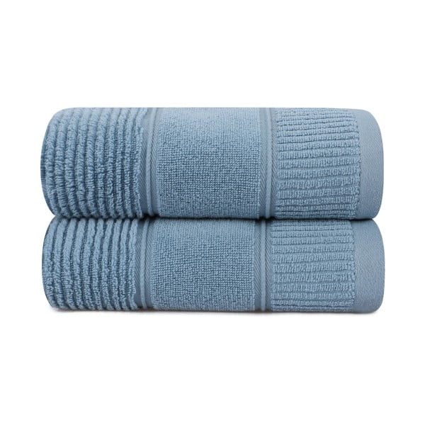 Set di 2 asciugamani in cotone blu, 50 x 90 cm Daniela - Foutastic