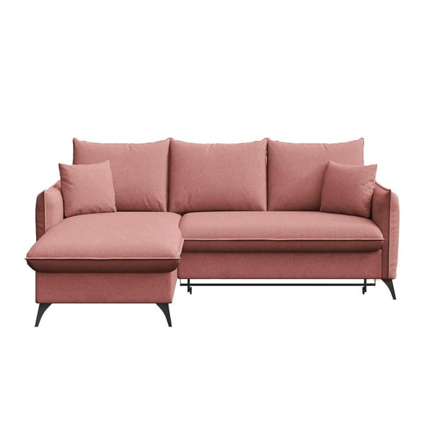 Divano angolare rosa allungabile e con contenitore (con penisola a sinistra e chaise lounge) Brim – Rodier
