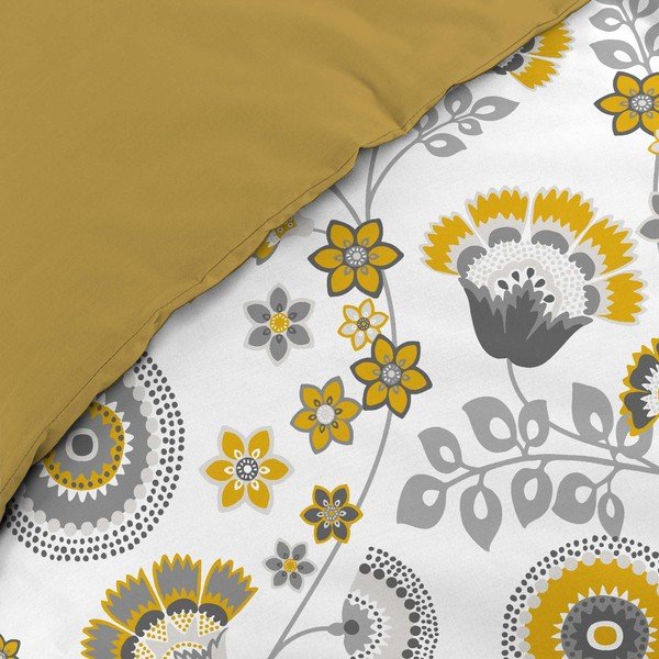 Biancheria da letto in mussola allungata gialla e bianca per letto matrimoniale 260x240 cm Garance - douceur d'intérieur-image-4
