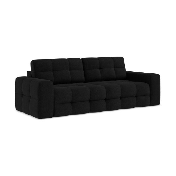 Divano nero allungabile con rivestimento in bouclé 255 cm Milu – Makamii-image-1