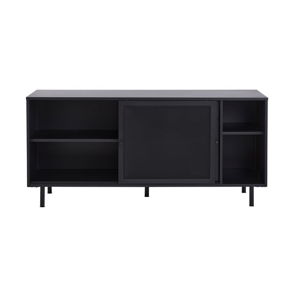 Cassettiera nera in metallo con ante scorrevoli 160x75x46 cm Veep – Unique Furniture-image-2