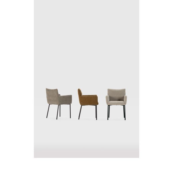 Sedia da pranzo marrone chiaro imbottito con braccioli Naomi – MOME-image-3