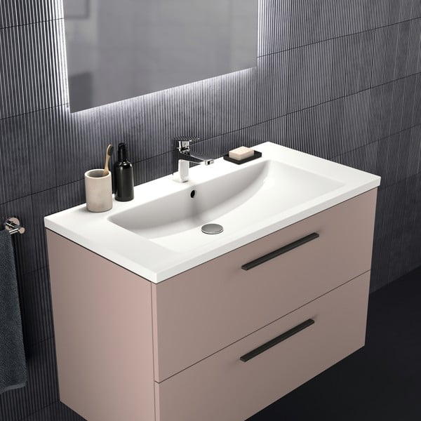 Mobile per lavabo grigio e beige a sospensione 100x63 cm i.Life B - Ideal Standard-image-1