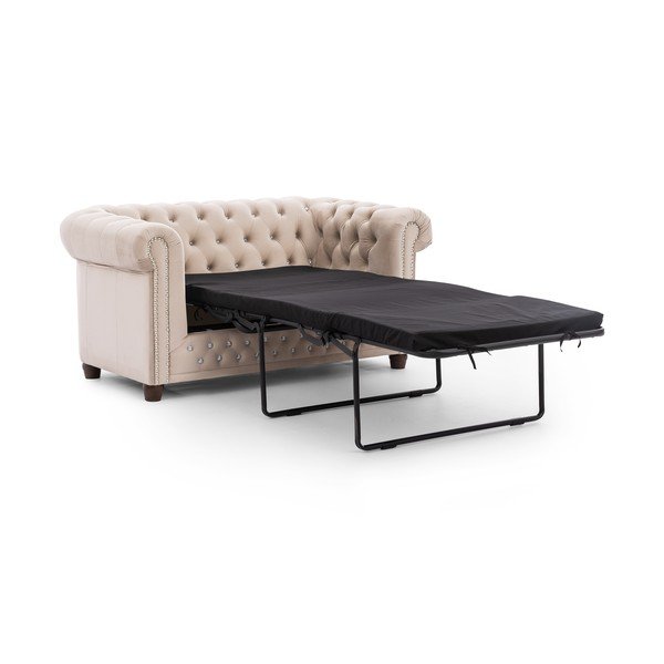 Divano beige allungabile con rivestimento in velluto 148 cm York Blik – Ropez-image-2