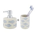 Set di accessori da bagno in ceramica bianca e blu Aquamarin - Wenko