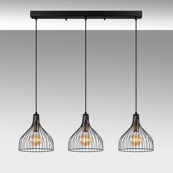 Lampadario nero con paralume in metallo Cafu – Opviq lights-image-4