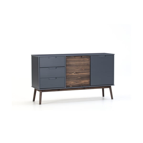 Cassettiera bassa in pino antracite/marrone scuro 140x80 cm Nussa - Marckeric-image-3