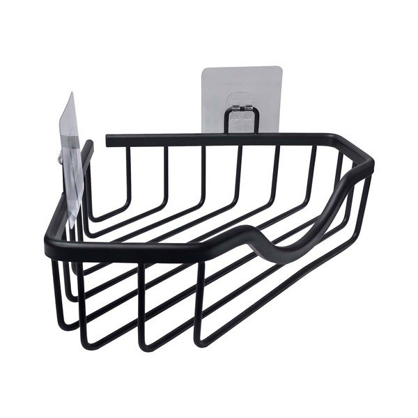 Mensola da bagno senza foratura/ad angolo nera opaca in alluminio Filaire Aluminium – douceur d'intérieur-image-1