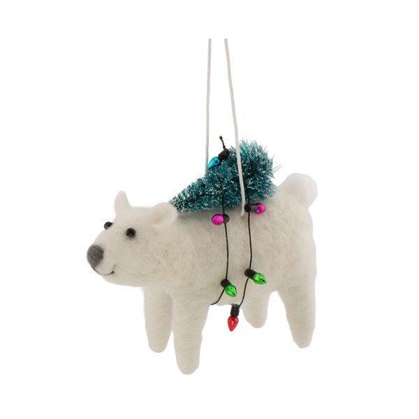 Decorazione per albero di natale in tessuto 12 cm Polar Bear with Christmas Lights – Sass & Belle