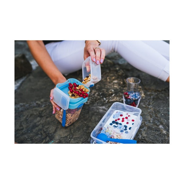 Cestino blu per pranzo e merenda con posate, , 650ml+230m Push&Push - Vialli Design-image-3