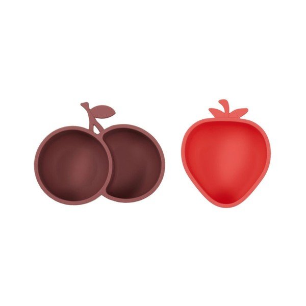 Ciotole per bambini in set rosse/marroni in silicone 2 pz Yummy – OYOY Mini