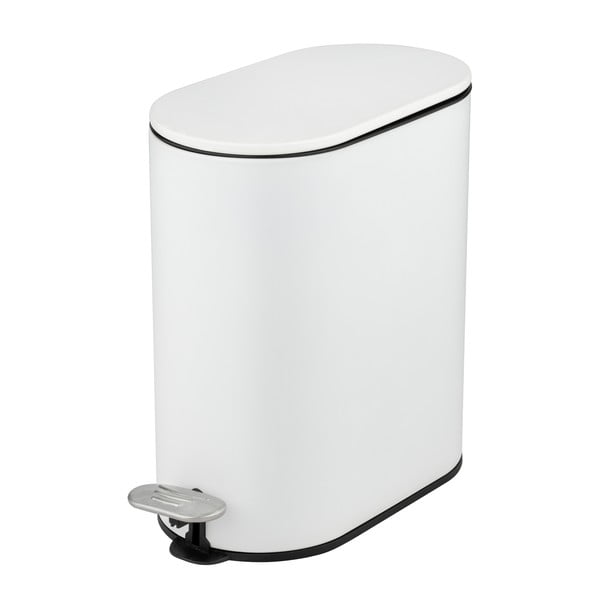 Cestino per la spazzatura bianco opaco in acciaio con pedale 5 l Collungo – Wenko