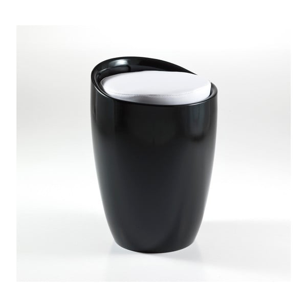 Sgabello bianco e nero con vano portaoggetti Cuscino - Tomasucci-image-2