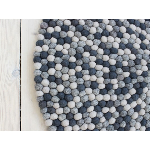 Tappeto in lana grigio scuro, ⌀ 90 cm Ball Rugs - Wooldot