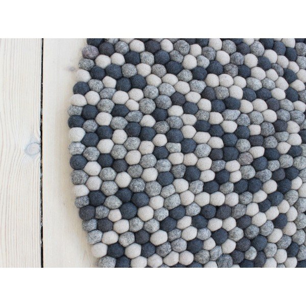 Tappeto in lana grigio scuro, ⌀ 200 cm Ball Rugs - Wooldot