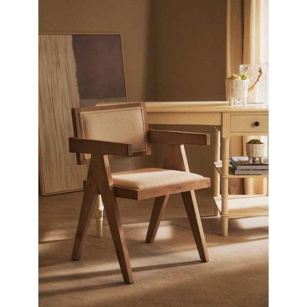 Sedia da pranzo di colore naturale imbottito Cebu – Premier Housewares-image-1