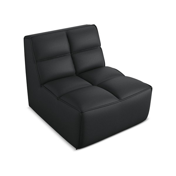 Parte divano componibile nero con rivestimento in finta pelle Kalai – Makamii-image-1