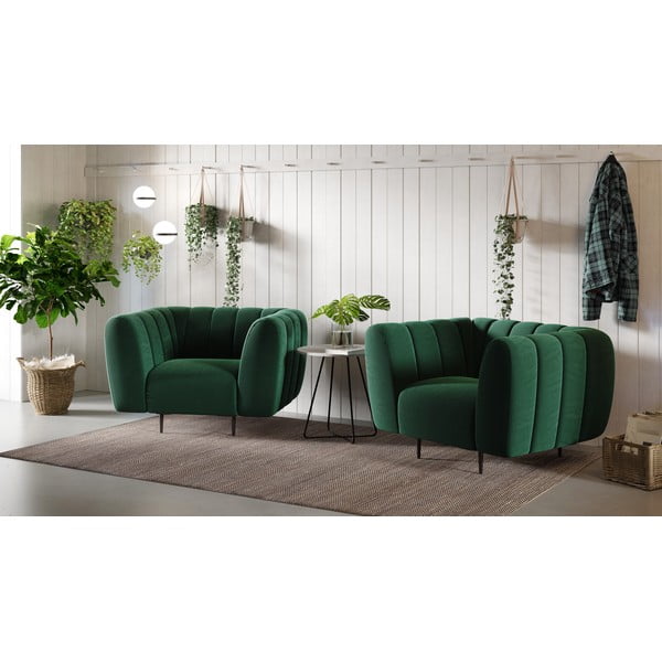 Poltrona in velluto verde scuro Shel - Ghado-image-1