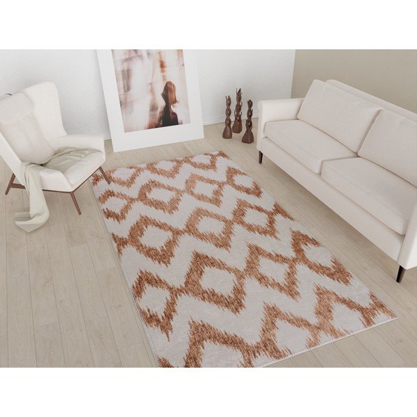 Tappeto lavabile bianco/arancio 80x200 cm - Vitaus-image-1