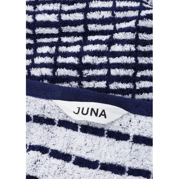 Asciugamano tipo terry bianco/blu in misto bambù 50x100 cm Nuance – JUNA-image-2