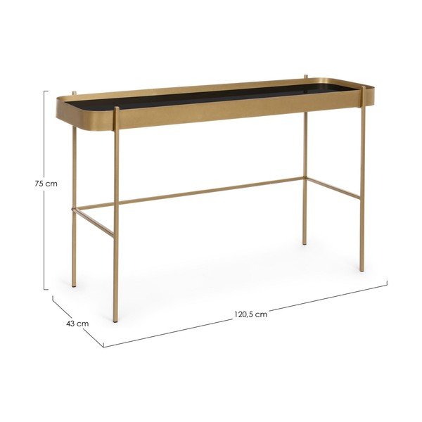 Tavolo consolle dorato con piano in vetro 43x120,5 cm Rashida – Bizzotto-image-4
