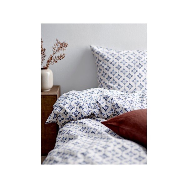 Biancheria da letto in cotone bianca e blu per letto singolo 140x200 cm Heirloom - Södahl-image-1