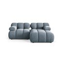Divano angolare componibile azzurro (con penisola a destra/con chaise lounge) con rivestimento in velluto Bellis – Micadoni 