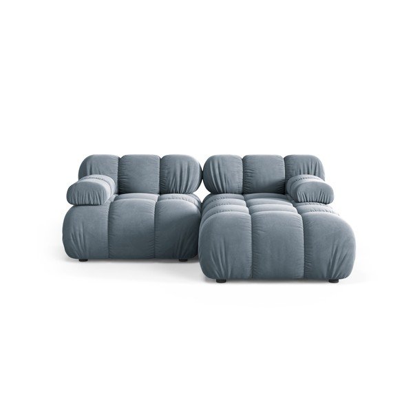 Divano angolare componibile grigio (con penisola a destra/con chaise lounge) con rivestimento in velluto – Micadoni 