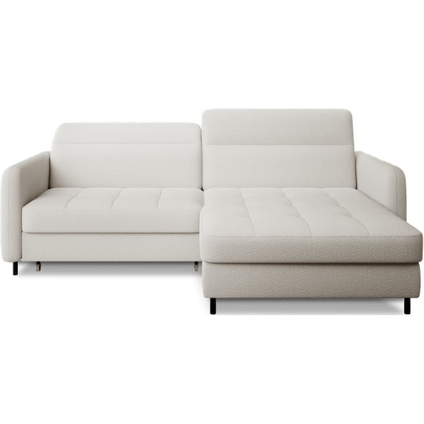 Divano angolare color crema allungabile/con contenitore (con penisola a destra/con chaise lounge) e rivestimento in bouclé Gomsi – ELTAP