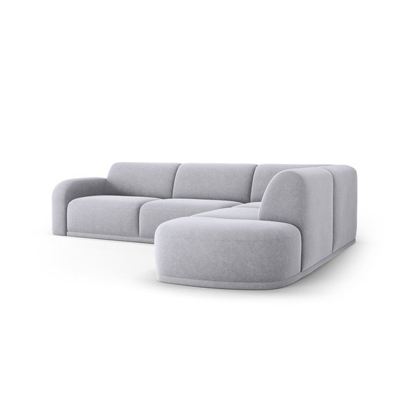 Divano con penisola in velluto grigio chiaro Erin - Micadoni Home-image-4