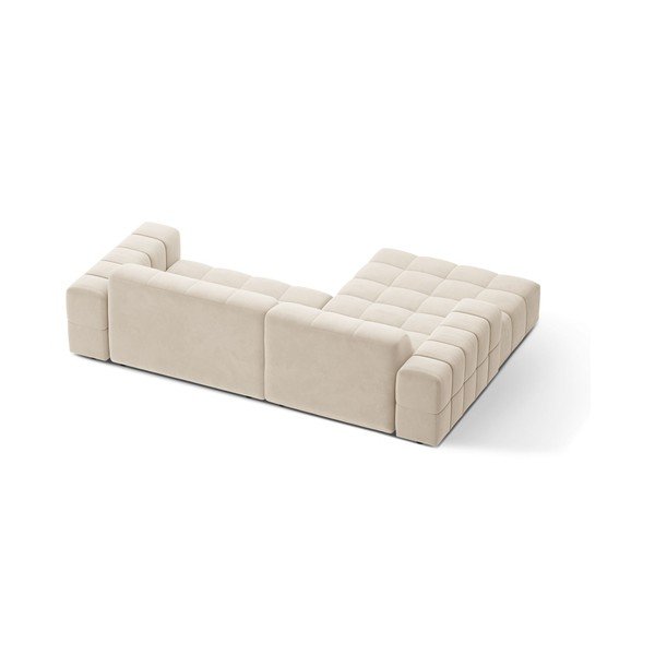 Divano angolare color crema (con penisola a sinistra/con chaise lounge) con rivestimento in velluto Chicago – Cosmopolitan Design-image-2
