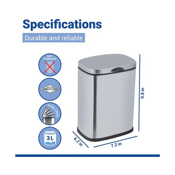 Cestino per la spazzatura color argento opaco in acciaio inox da parete 3 l Sare – Wenko-image-3
