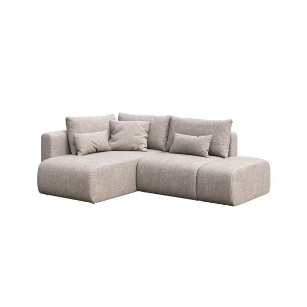 Divano angolare in grigio chiaro allungabile/con contenitore (con penisola a sinistra/con chaise lounge) Lumine – Ghado-image-2