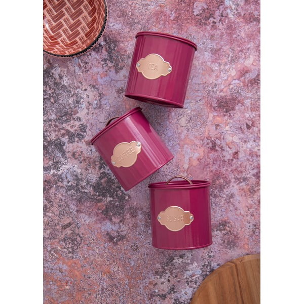 Barattoli in acciaio rosso per alimenti in set da 3 - Kitchen Craft-image-2