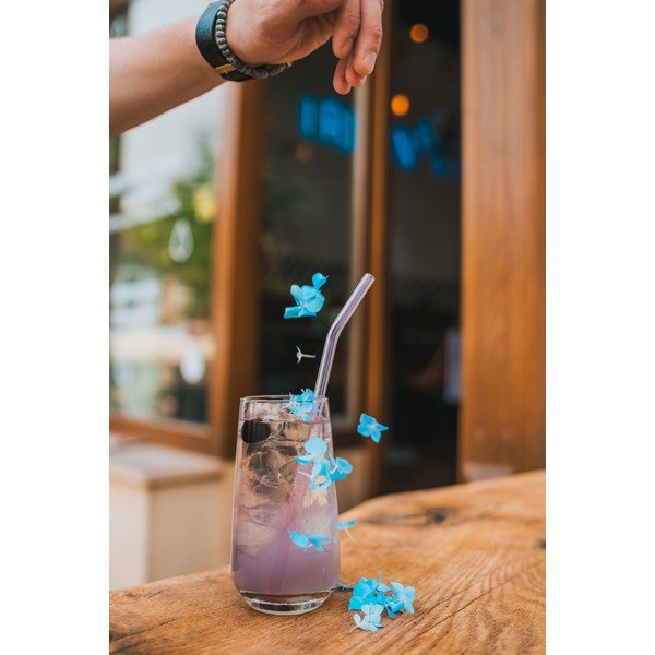 Set di 6 cannucce in vetro rosa, lunghezza 23 cm - Vialli Design-image-3