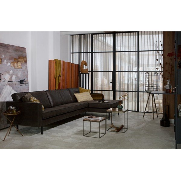 Divano angolare grigio (con penisola a destra/con chaise lounge) con rivestimento in finta pelle Rodeo – WOOOD-image-4