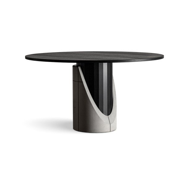 Tavolo da pranzo rotondo con piano in rovere 140x140 cm Sharp - Lyon Béton