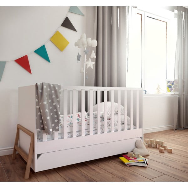 Lettino bianco con cassetto , 70 x 140 cm Lotta - BELLAMY-image-1