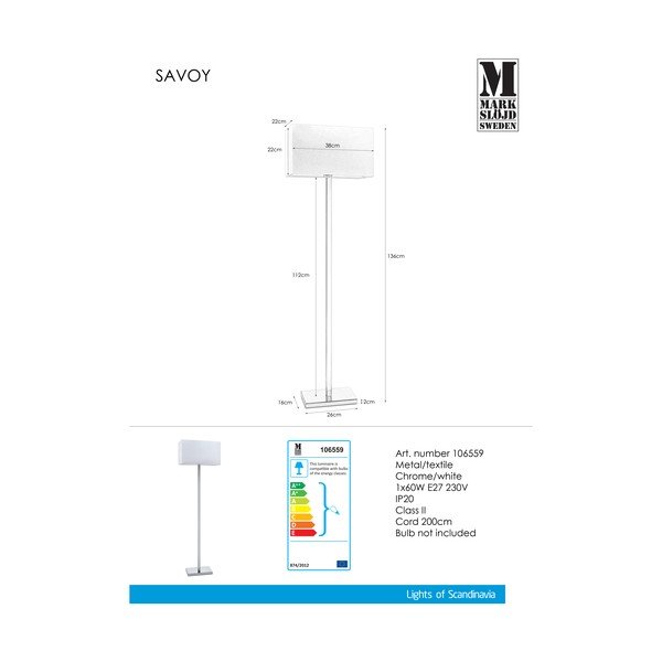 Lampada a stelo bianca Savoy - Markslöjd-image-1