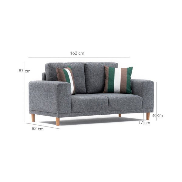 Divano a due posti grigio Franz - Balcab Home-image-2