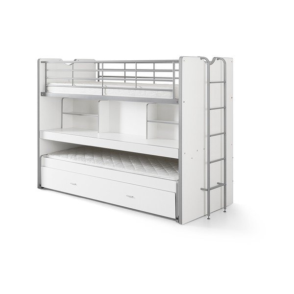 Letto da bambini a castello/estraibile bianco con contenitore/con scrivania con rete inclusa 90x200 cm Bonny – Vipack