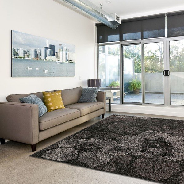 Koberec Webtappeti Intarsio Dark Flower, 140 x 200 cm