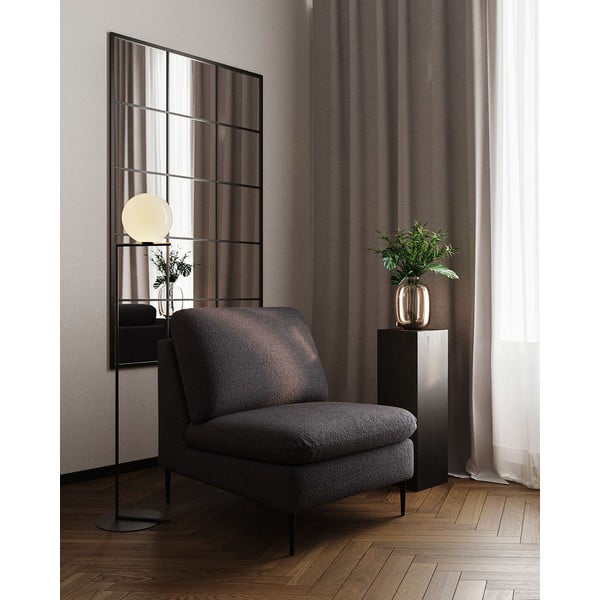 Poltrona nera in tessuto bouclé Moilo - MESONICA-image-1