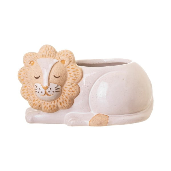 Vaso bianco e beige, ø 7 cm Leo Lion - Sass & Belle-image-2