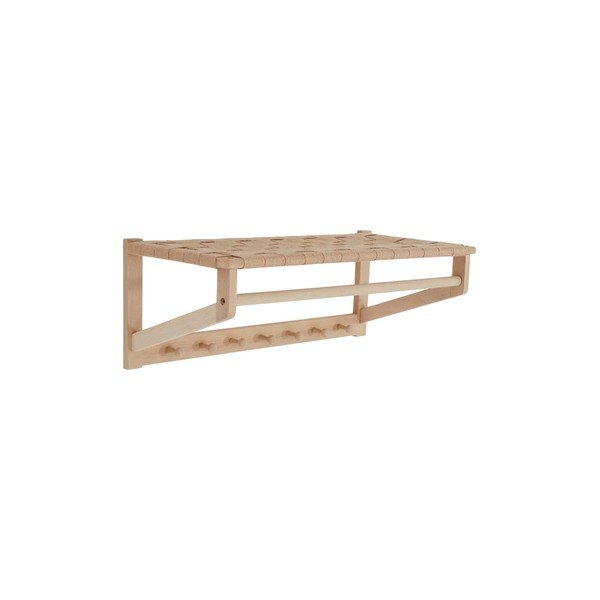 Attaccapanni da parete di colore naturale in rovere massiccio con scaffale 80 cm Oslo – Jotex