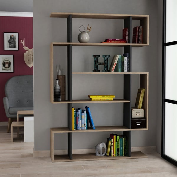 Libreria in rovere antracite/naturale 108,5x161 cm Mito - Homitis-image-1