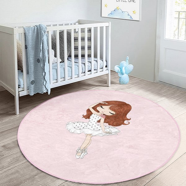 Tappeto rosa per bambini ø 80 cm Comfort - Mila Home-image-1