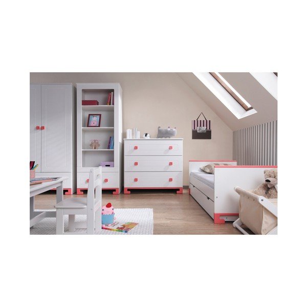 Letto per bambini bianco in legno di pino massiccio con dettagli rosa ToTo, 160 x 70 cm - Pinio-image-3