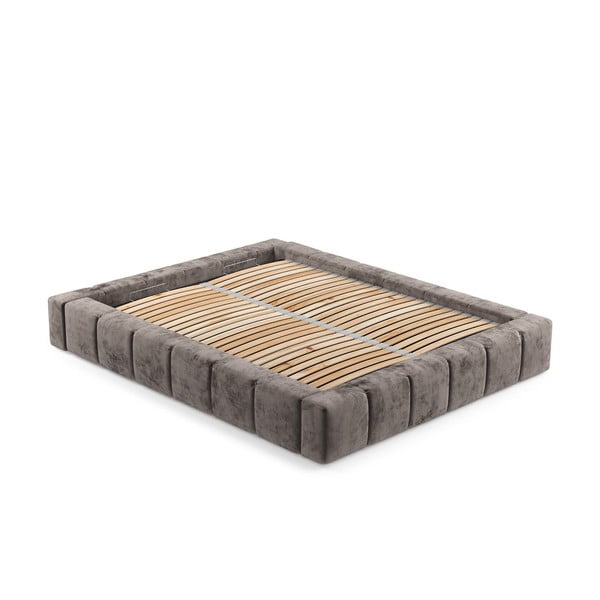 Letto matrimoniale imbottito marrone con spazio contenitivo e rete 160x200 cm Aruba L - Maison de Rêve-image-3