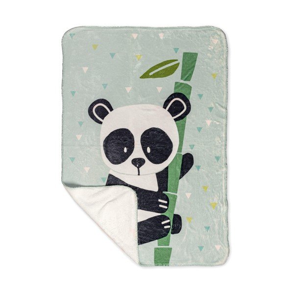 Coperta in microfibra verde chiaro 140x110 cm Panda - Moshi Moshi-image-3